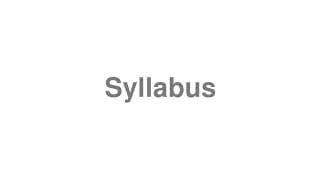 Syllabus